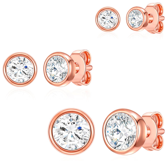 3er Set Ohrstecker Sterling Silber verziert mit Kristallen von Swarovski® weiß