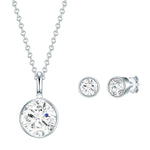 Set (Kette+Ohrstecker) Sterling Silber verziert mit Kristallen von Swarovski® weiß