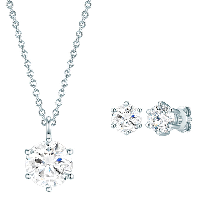 Set (Kette+Ohrstecker) Sterling Silber verziert mit Kristallen von Swarovski® weiß