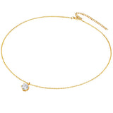 Set (Kette+Ohrstecker) Sterling Silber gelbgold verziert mit Kristallen von Swarovski® weiß