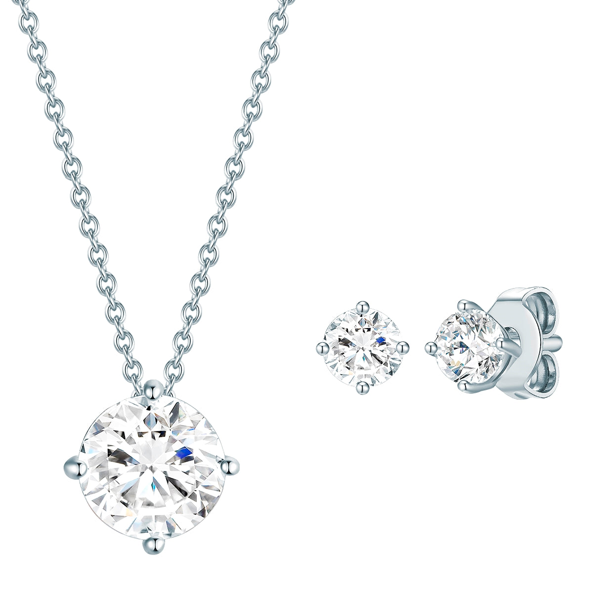 Set (Kette+Ohrstecker) Sterling Silber verziert mit Kristallen von Swarovski® weiß