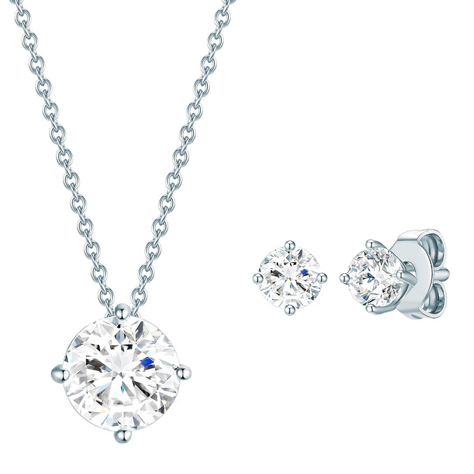 Set (Kette+Ohrstecker) Sterling Silber verziert mit Kristallen von Swarovski® weiß