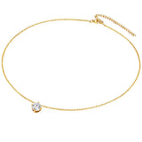 Set (Kette+Ohrstecker) Sterling Silber gelbgold verziert mit Kristallen von Swarovski® weiß