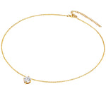 Set (Kette+Ohrstecker) 
 Sterling Silber gelbgold verziert mit Kristallen von Swarovski® weiß
