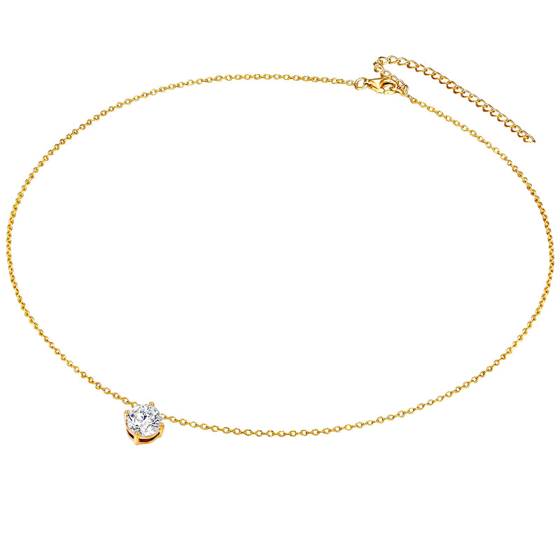Set (Kette+Ohrstecker) 
 Sterling Silber gelbgold verziert mit Kristallen von Swarovski® weiß