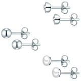 3er Set Ohrstecker Sterling Silber Süßwasser-Zuchtperle weiß verziert mit Kristallen von Swarovski®