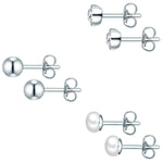 3er Set Ohrstecker Sterling Silber Süßwasser-Zuchtperle weiß verziert mit Kristallen von Swarovski®