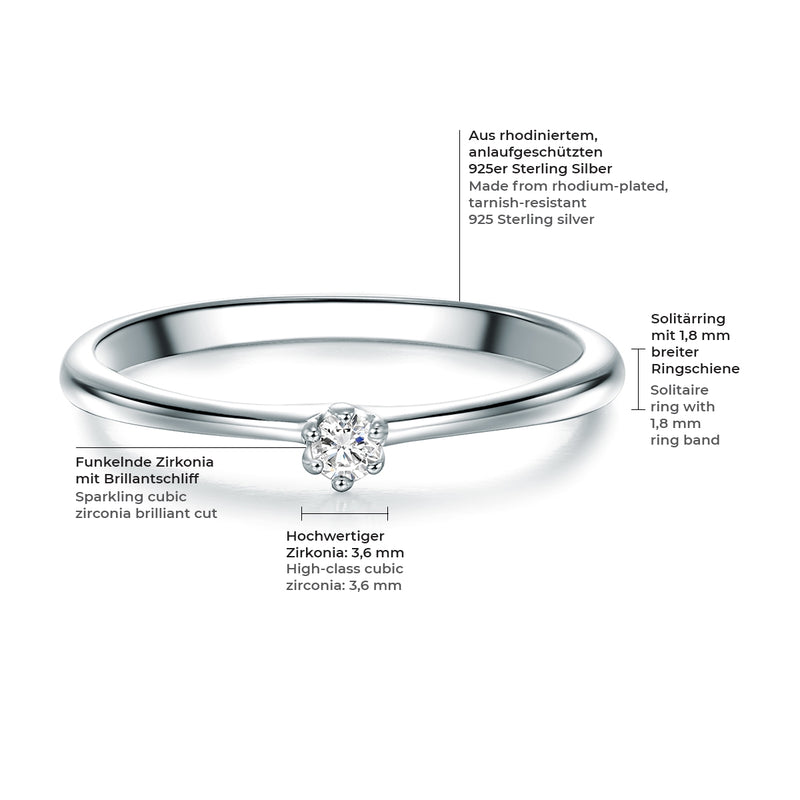 Ring Sterling Silber Zirkonia weiß