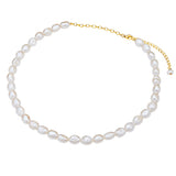 Kette Sterling Silber gelbgold Süßwasser-Zuchtperle weiß