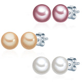 3er Set Ohrstecker Sterling Silber Süßwasser-Zuchtperle multicolor