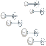 3er Set Ohrstecker Sterling Silber Süßwasser-Zuchtperle weiß