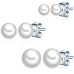 3er Set Ohrstecker Sterling Silber Süßwasser-Zuchtperlen weiß