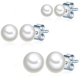 3er Set Ohrstecker Sterling Silber Süßwasser-Zuchtperle weiß