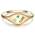Ring Sterling Silber gelbgold Zirkonia bunt