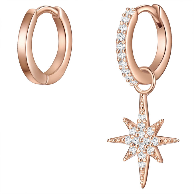 Creolen Sterling Silber roségold Zirkonia weiß