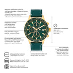 Herren Chronograph gelbgold Echtleder grün