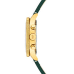 Herren Chronograph gelbgold Echtleder grün