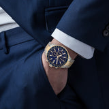 Herren Chronograph silber Edelstahl silber/gelbgold