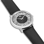 Damen Quarzuhr silber Echtleder schwarz