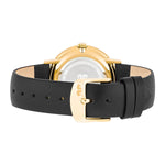Damen Quarzuhr gelbgold Echtleder schwarz