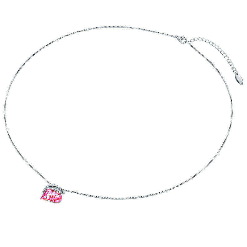 Kette mit Anhänger Sterling Silber verziert mit Kristallen von Swarovski® Rosa weiß