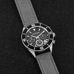 Herren Chronograph silber Nylon/Echtleder grau