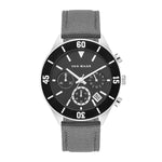 Herren Chronograph silber Nylon/Echtleder grau