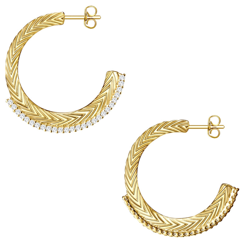 Creolen Sterling Silber gelbgold Zirkonia weiß