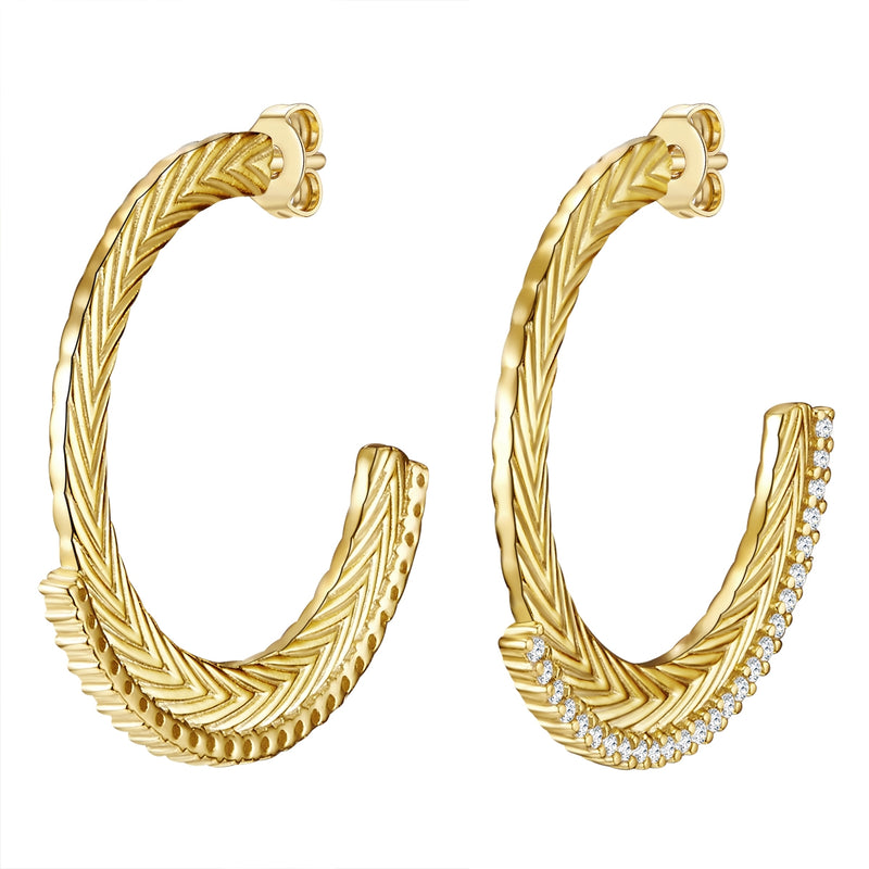 Creolen Sterling Silber gelbgold Zirkonia weiß