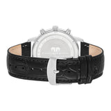 Herren Chronograph silber Echtleder schwarz