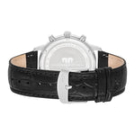 Herren Chronograph silber Echtleder schwarz
