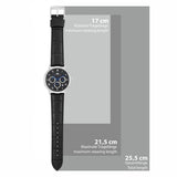 Herren Chronograph silber Echtleder schwarz