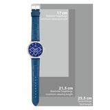 Herren Chronograph silber Echtleder blau