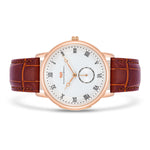 Herren Quarzuhr roségold Echtleder braun