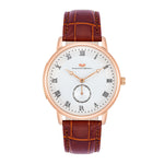 Herren Quarzuhr roségold Echtleder braun