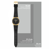 Herren Quarzuhr gelbgold Echtleder/Silikon schwarz