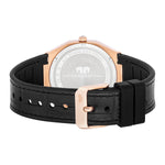 Herren Quarzuhr roségold Echtleder/Silikon schwarz