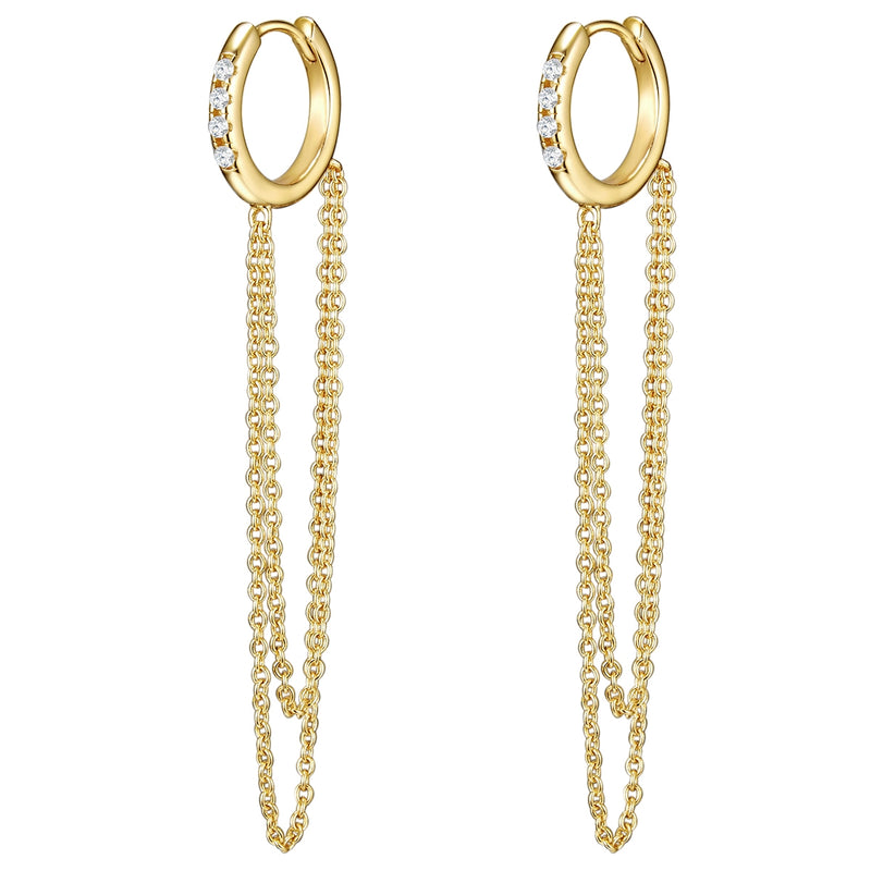Creolen Sterling Silber gelbgold Zirkonia weiß