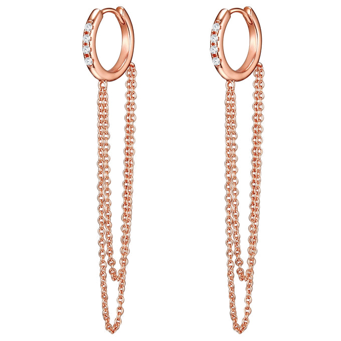 Creolen Sterling Silber roségold Zirkonia weiß