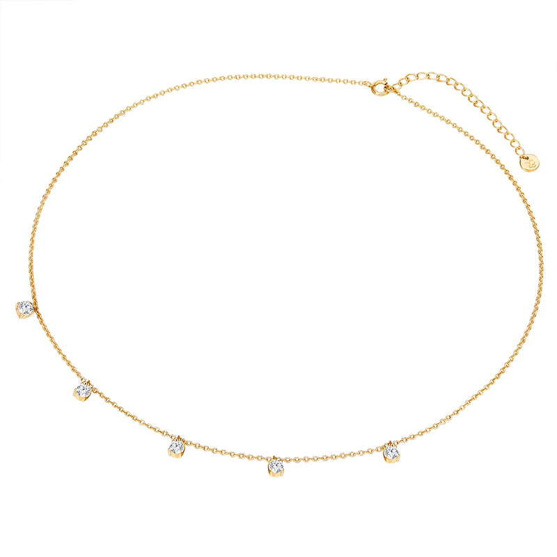 Kette Sterling Silber gelbgold Zirkonia weiß