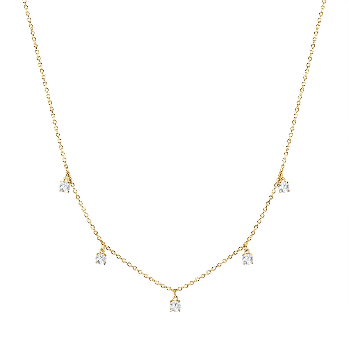 Kette Sterling Silber gelbgold Zirkonia weiß