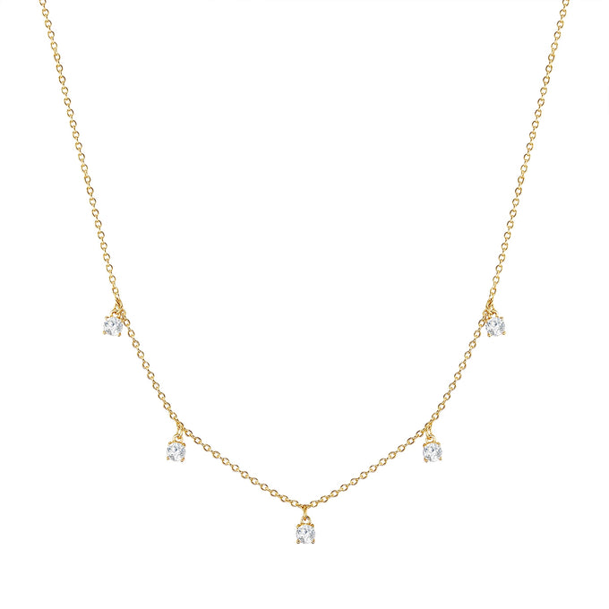 Kette Sterling Silber gelbgold Zirkonia weiß