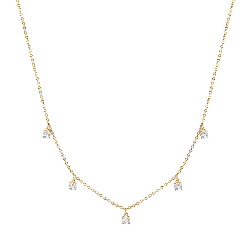 Kette Sterling Silber gelbgold Zirkonia weiß