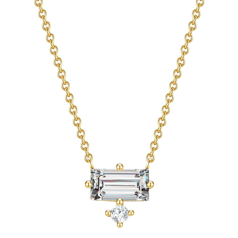 Kette mit Anhänger Sterling Silber gelbgold Zirkonia weiß