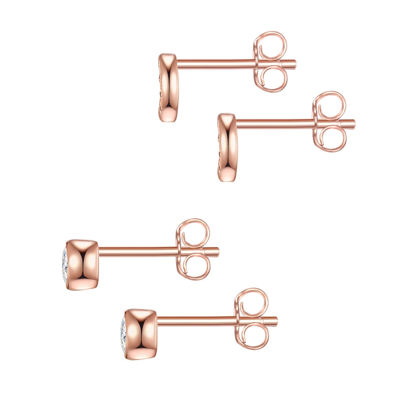 2er Set Ohrstecker Sterling Silber roségold Zirkonia weiß
