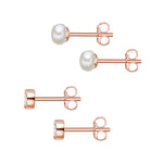2er Set Ohrstecker Sterling Silber roségold Zirkonia weiß Süßwasser-Zuchtperle weiß