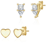2er Set Ohrstecker Sterling Silber gelbgold Zirkonia weiß