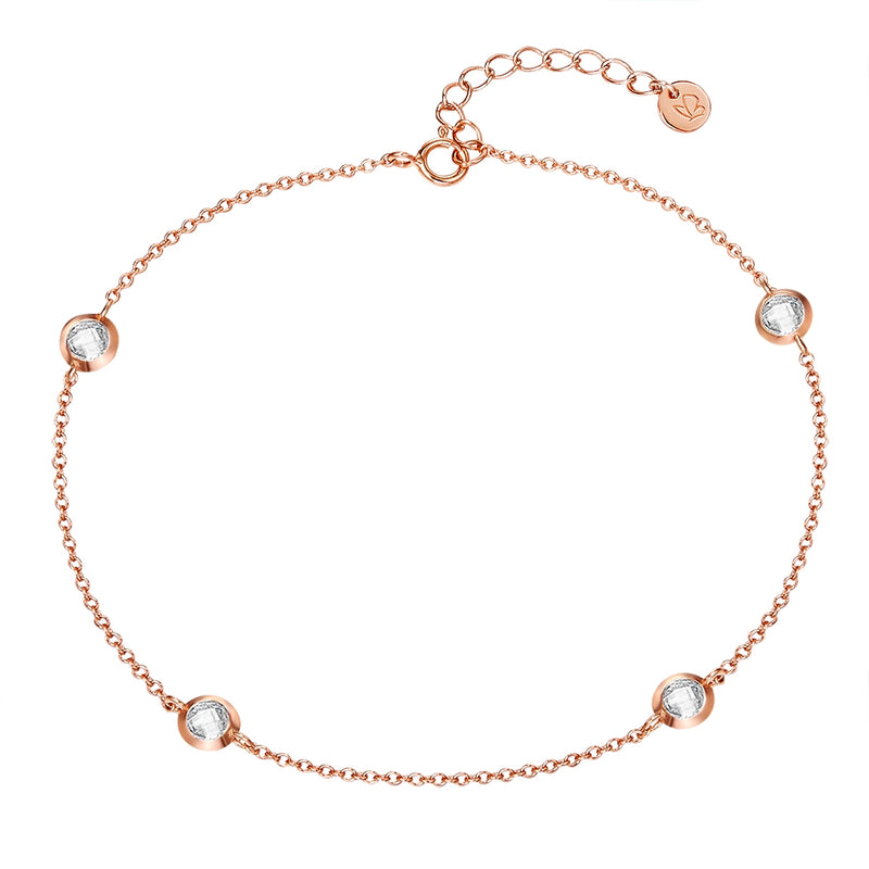 Fusskette Sterling Silber roségold Zirkonia weiß