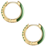 Creolen Sterling Silber gelbgold Zirkonia grün Emaille grün