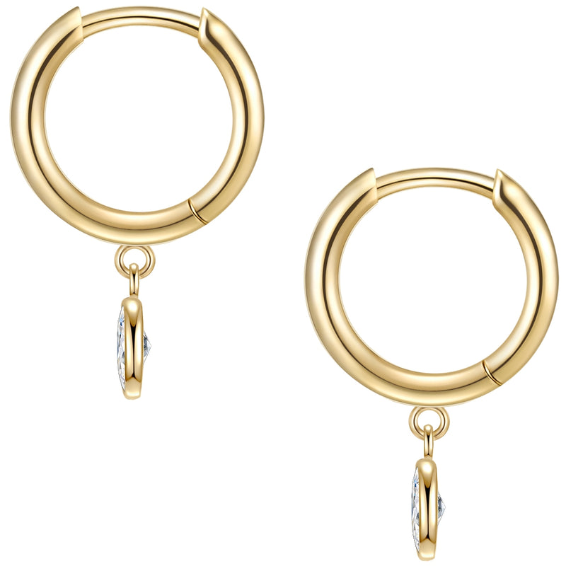 Creolen Sterling Silber gelbgold Zirkonia weiß